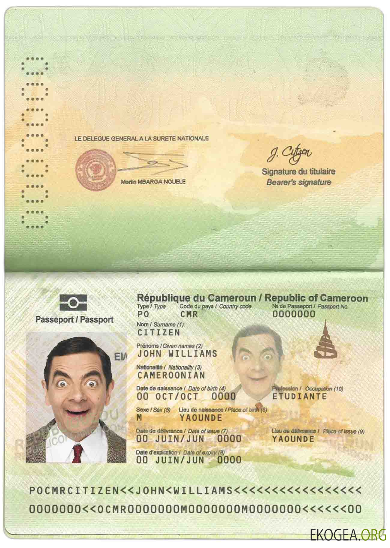 Passeport camerounais template Passeport camerounais template
